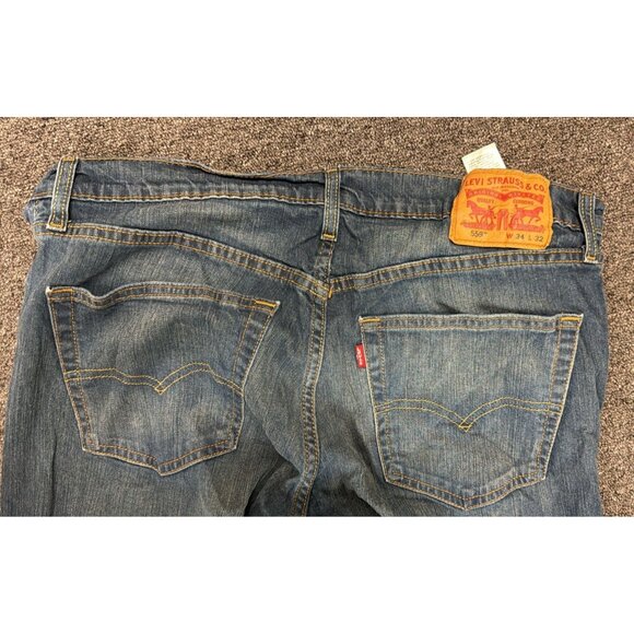 Levi's 559 Relaxed Straight Fit Jeans Men's 34x32 Medium Wash Denim Red Tab - Picture 3 of 4